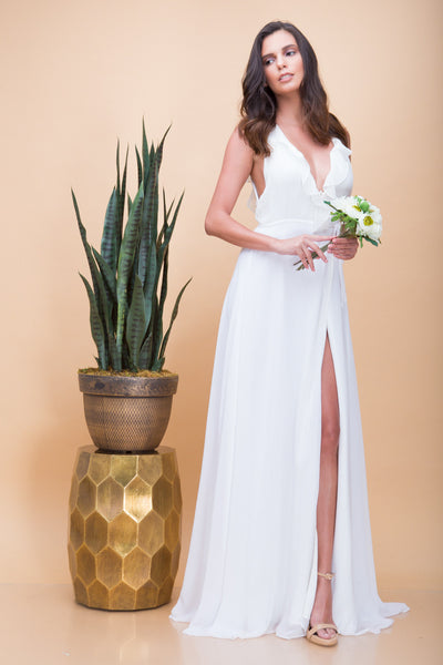 Pre- Order Florence Ruffle Maxi Dress in White