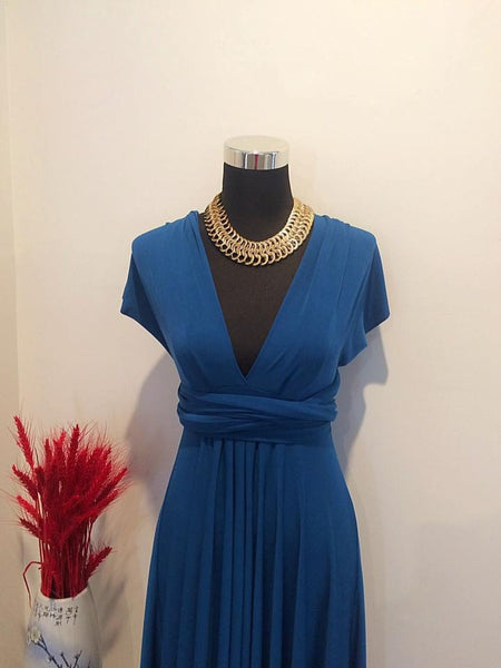 Teal Blue Convertible/Multi-Way Maxi Dress