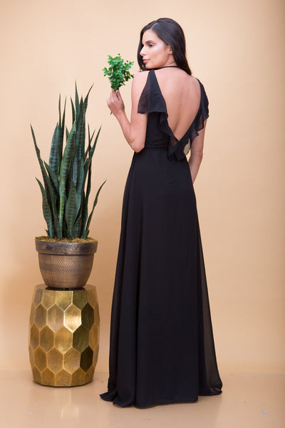 Florence Ruffle Maxi Dress in Black