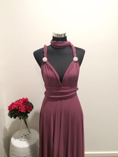 Old Rose Convertible/Multi-Way Maxi Dress