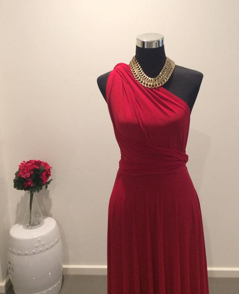 Dark Red Convertible/Multi-Way Dress