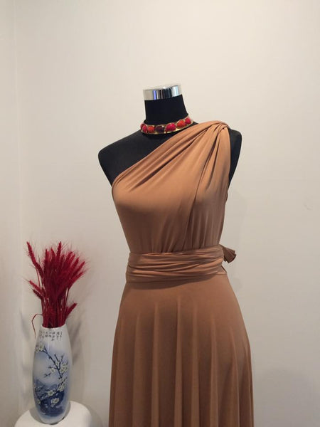 Brown Convertible/Multi-Way Maxi Dress