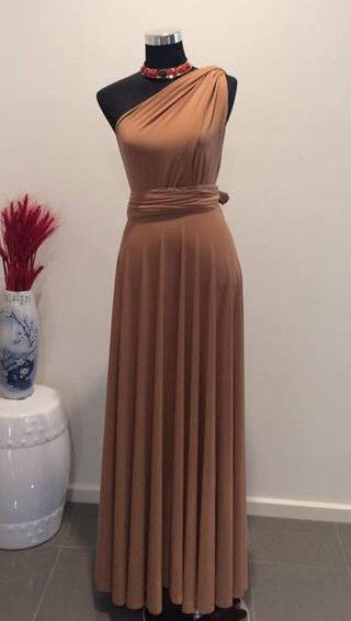 Brown Convertible/Multi-Way Maxi Dress