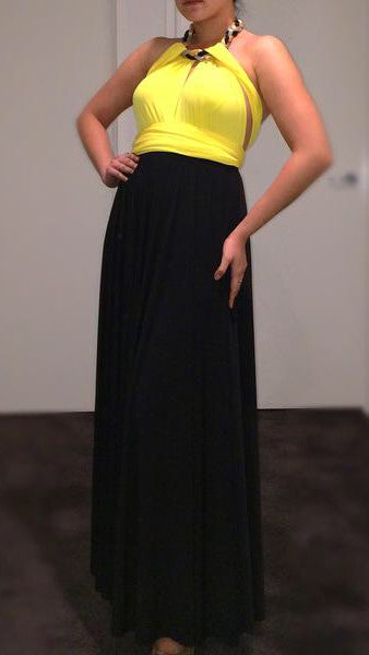 Yellow & Black Convertible/Multi-Way Maxi Dress